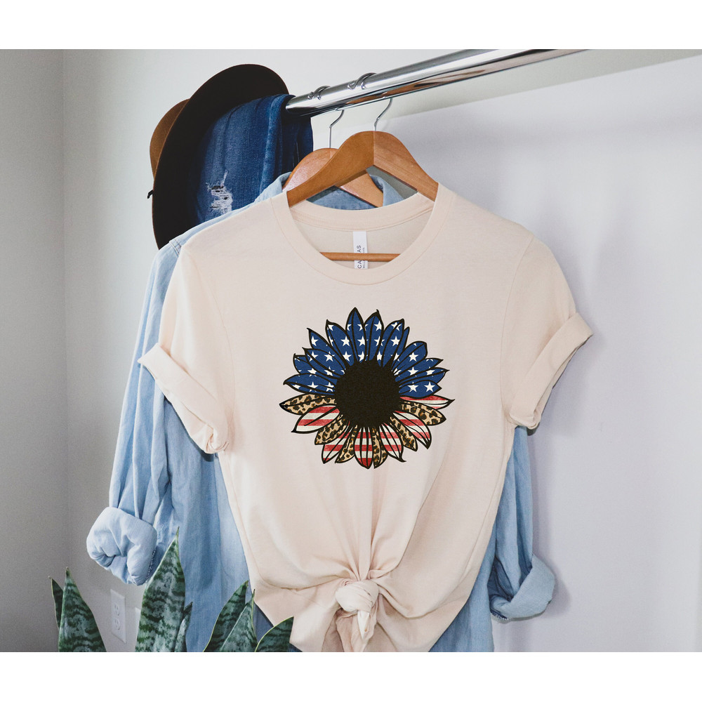 America Sunflower Shirt, USA Flag Flower T Shirt, Gift For American, 4th Of July Flag Graphic T-Shirt, Freedom TShirt, Independence Shirt - 3.jpg
