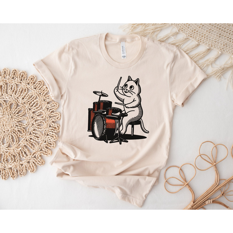 Cat Playing Drums T-Shirt, Funny Drummer Shirt Gift, Drumming Shirt Cat Drummer Tee, Drum Shirts Music Shirt Musician Tshirt - 2.jpg