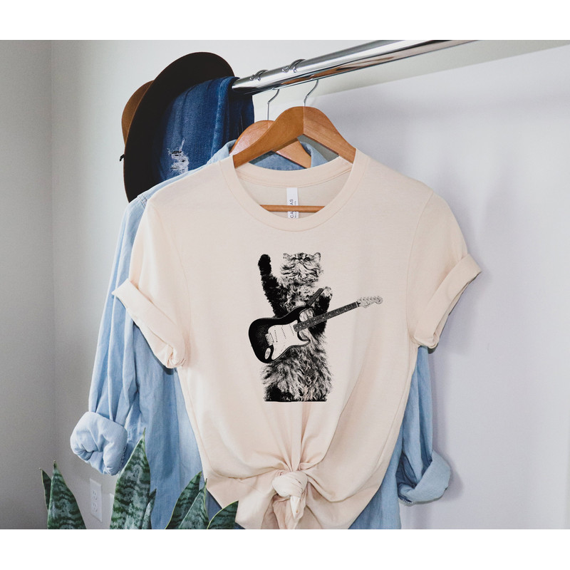 Cat playing guitar shirt Unisex cat playing guitar tshirt music tee Unisex graphic t shirts - 1.jpg