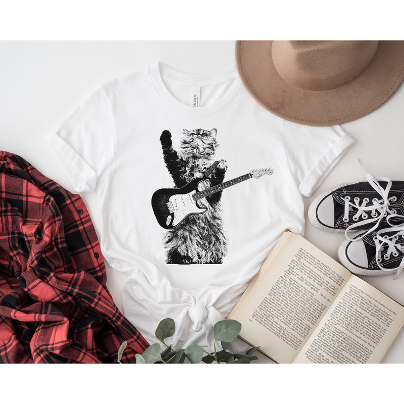 Cat playing guitar shirt Unisex cat playing guitar tshirt music tee Unisex graphic t shirts - 2.jpg