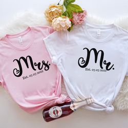 custom mr and mrs shirt, personalized just married shirt, customized wedding shirt, hubby wifey shirt, honeymoon tee, cu