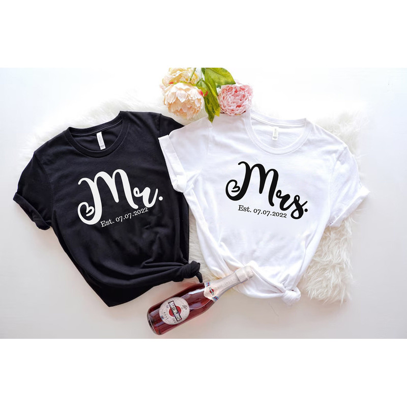 Custom Mr and Mrs Shirt, Personalized Just Married Shirt, Customized Wedding Shirt, Hubby Wifey Shirt, Honeymoon tee, Custom Couples Shirt - 2.jpg