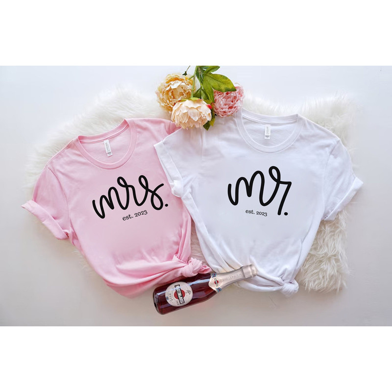 Cute Honeymoon Shirts, Wifey Hubby, Custom Mr Mrs Shirts, Newlywed Shirts, Just Married T-Shirt, Engaged Matching Set, Fiancee Fiance Tees - 1.jpg