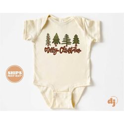 christmas baby onesie - merry christmas christmas bodysuit - retro holiday natural onesie 5440