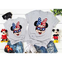usa flag minnie shirt, usa flag ears girl shirt, 4th of july stitch shirt, patriotic girl shirt