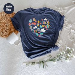 book lover gift, reading shirt, book heart shirt, librarian shirts, teacher book shirt, reading shirt, librarian shirt,