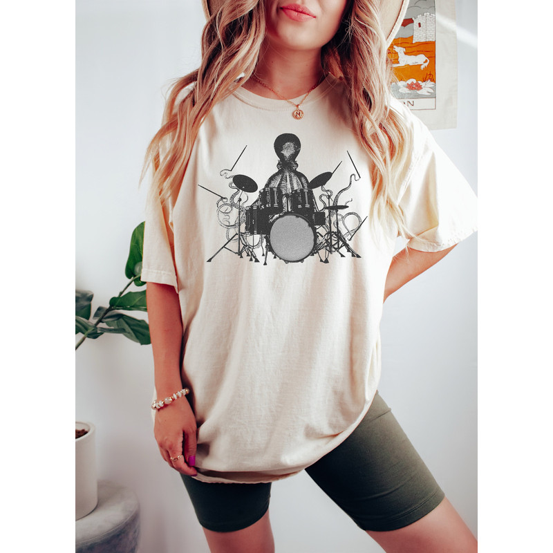 Octopus Playing Drums T-Shirt, Funny Drummer Shirt Gift, Drumming Shirt Octopus Drummer Tee, Drum Shirts Music Shirt Musician Tshirt - 1.jpg