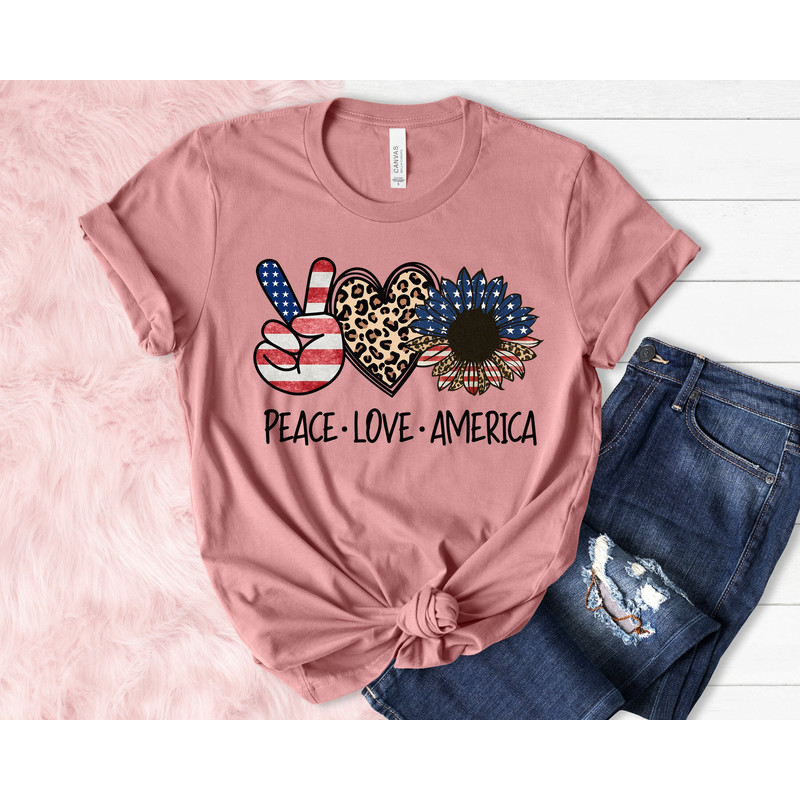 Peace Love America Shirt, America Sunflower Shirt, USA Flag Flower Shirt, Gift For American, 4th Of July Flag Graphic tee, Freedom Shirt - 1.jpg