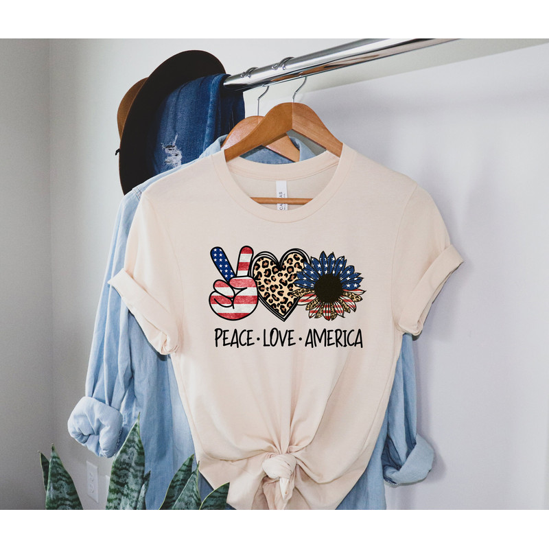 Peace Love America Shirt, America Sunflower Shirt, USA Flag Flower Shirt, Gift For American, 4th Of July Flag Graphic tee, Freedom Shirt - 3.jpg