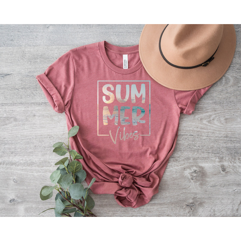 Summer Vibes Shirt, Retro Beach Vibes T Shirt, Summer Vacation Gift for Her, Boho Beach Tshirt, Summer Shirt for Women, Family Trip Outfit - 2.jpg