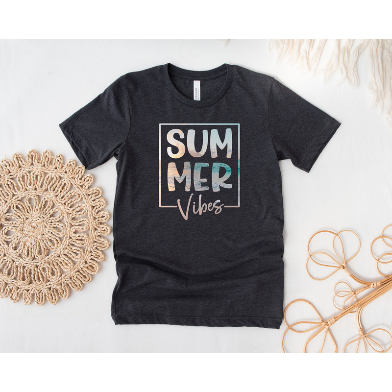 Summer Vibes Shirt, Retro Beach Vibes T Shirt, Summer Vacation Gift for Her, Boho Beach Tshirt, Summer Shirt for Women, Family Trip Outfit - 3.jpg