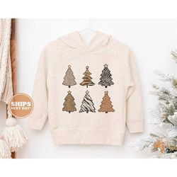 toddler christmas shirt - animal print christmas tree kids christmas sweatshirt - holiday natural infant, toddler & yout
