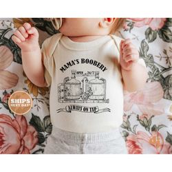 mama's boobery baby onesie - retro funny breastfeeding bodysuit - cute funny natural onesie 5422