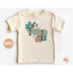 toddler t-shirt - let's roll kids retro tshirt - retro natural infant, toddler & youth tee 5421