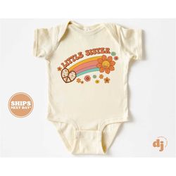 lil sister onesie - retro pregnancy announcement bodysuit - girls natural baby onesie 5404
