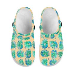 peacock crocs, peacock clog shoes, cute sandals, peacock clog shoes unisex, cute crocs, peacock