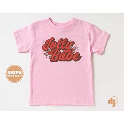 toddler christmas shirt - jolly babe kids christmas shirt - holiday natural infant, toddler & youth tee 5387