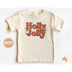 toddler christmas shirt - holly jolly kids christmas shirt - holiday natural infant, toddler & youth tee 5386