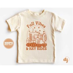 toddler thanksgiving shirt - fall vibes and hayrides kids thanksgiving shirt - fall natural infant, toddler & youth tee
