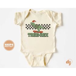 christmas baby onesie - tree rex christmas bodysuit - retro holiday natural onesie 5377