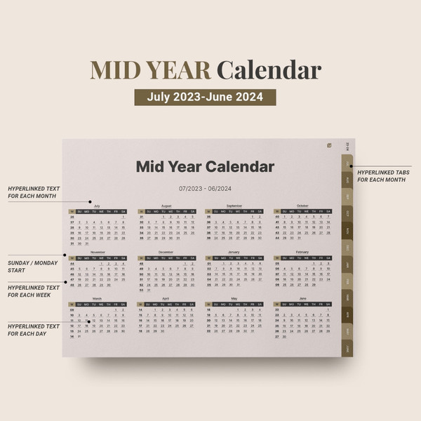 Mid Year Digital Planner for Goodnotes, July 2023 - June 2024, Daily, Weekly, and Monthly Planner, Minimalist Academic (8).jpg