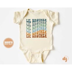 little brother onesie - retro gender neutral pregnancy announcement bodysuit - boys natural baby onesie  5363