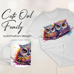Cute Owl Family Mug Wrap - Family Matching Coffee Mug Sublimation - Owl Family Shirt sublimation PNG - Mother Day Mug