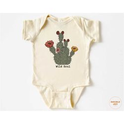 baby onesie - wild soul bodysuit - flower retro natural onesie 5341