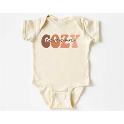 thanksgiving baby onesie - cozy season fall bodysuit - retro fall natural onesie 5335