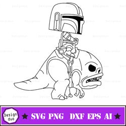 mandalorian and the blurrg: mando - svg and png for cricut (funky pop!)