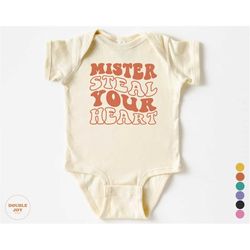 baby onesie - mr steal your heart bodysuit - baby boy retro natural onesie 5295-c