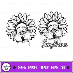 post malone sunflower - posty - svg and png for cricut - rapper, rockstar - congratulations - you're a sunflower