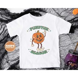 pumpkin season toddler shirt, cute fall shirt, toddler youth fall tee, retro, onesie, pumpkin season jack o lantern gree