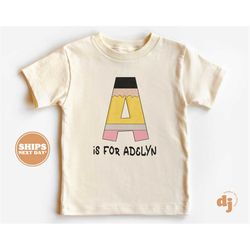 personalized back to school shirt, first day of school shirt with name, monogram, girls, boys, pencil shirt  5255-p