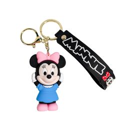Cartoon Mickey Minnie Silicone Keychains Disney Doll Pendant Key Holder Keyring for Car Key Bag Accessories