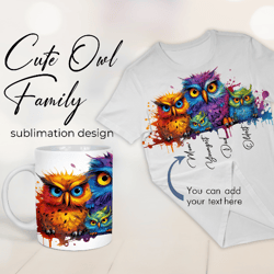 Cute Owl Family Mug Wrap - Family Matching Coffee Mug Sublimation - Owl Family Shirt sublimation PNG - Mother Day Mug