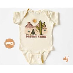 baby onesie - desert child bodysuit - vintage retro natural onesie 5249