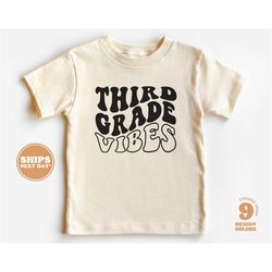 back to school shirt - third grade vibes kids shirt - first day of school retro natural infant, toddler, youth & adult t