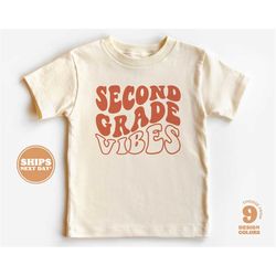 back to school shirt - team 2nd grade kids shirt - first day of school retro natural infant, toddler, youth & adult tee