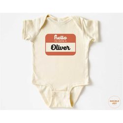 Baby Boy Coming Home Outfit, Gender Neutral Baby Clothes, Gender Neutral  Pregnancy Announcement, Hello My name is Name