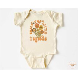 baby onesie - enjoy your little things bodysuit - flower retro natural onesie 5187