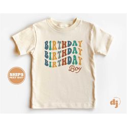 birthday boy toddler shirt - wavy letters boys birthday shirt - birthday boy natural infant, toddler & youth tee  5183