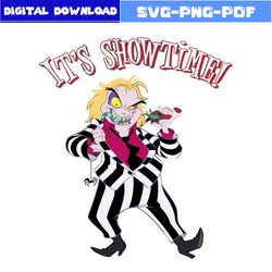 it's showtime svg, beetlejuice svg, horror movie svg, horror character svg, halloween svg, cartoon svg, png file