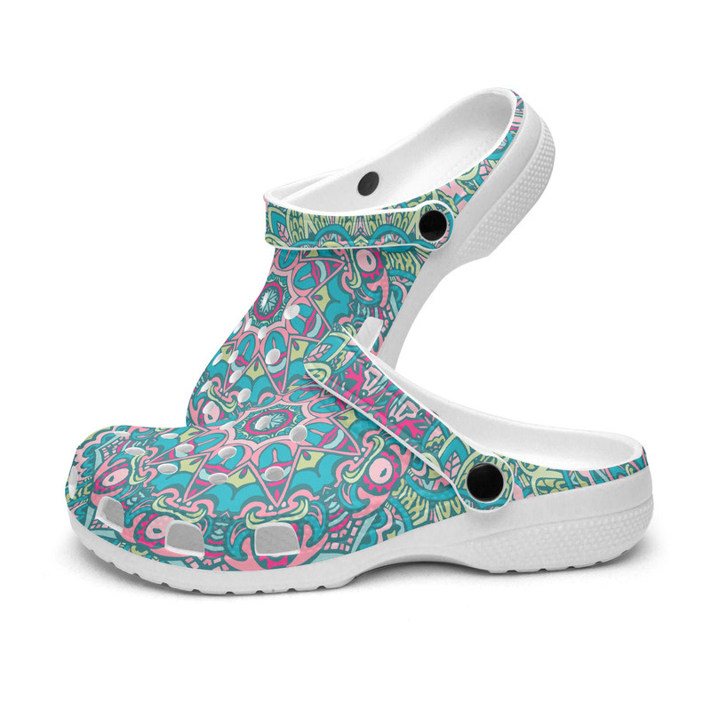 Unisex CrocClogs Boho Chic Retro groovy crisp turquoise color.jpg