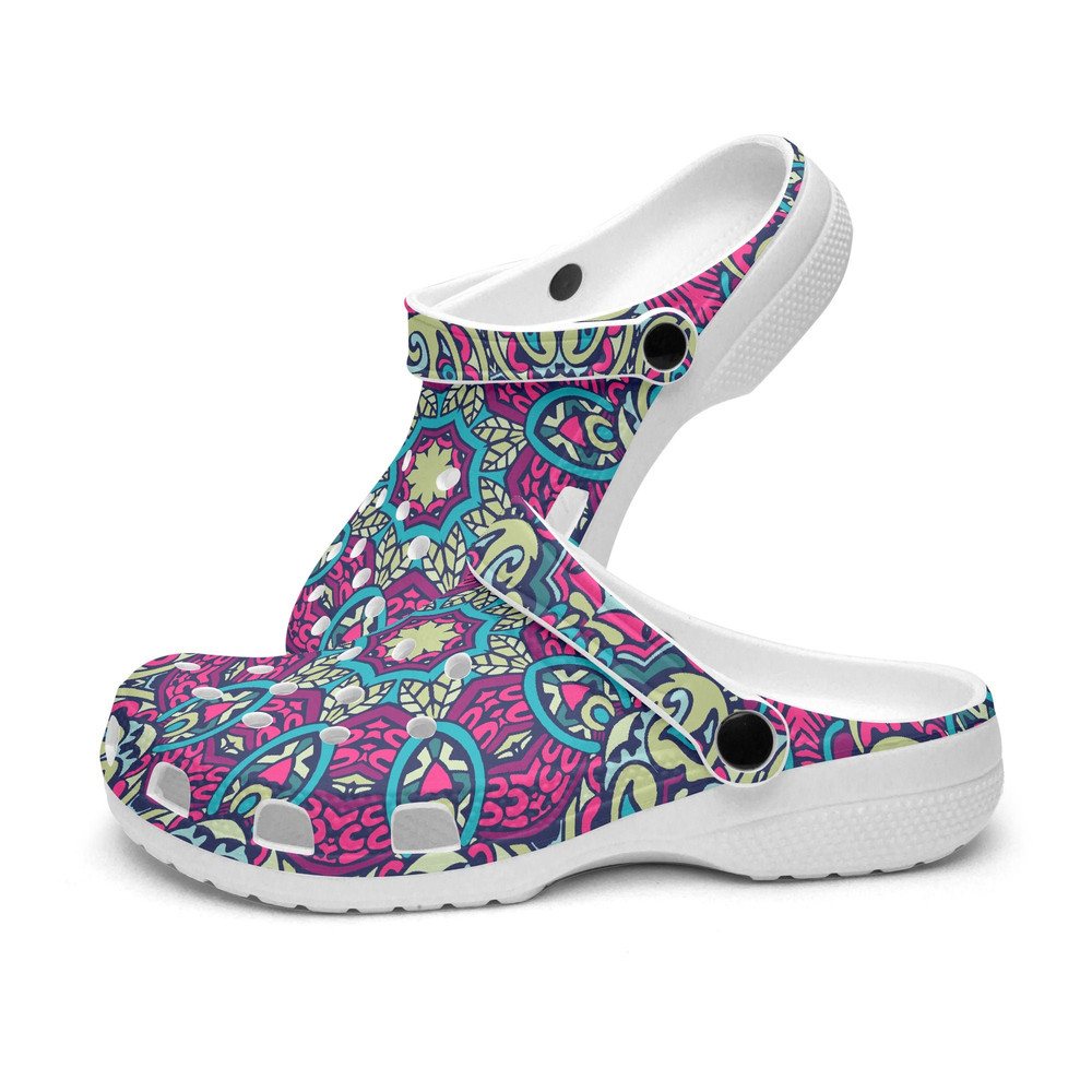 Unisex CrocClogs Boho Chic Retro groovy Golden Red Emerald color.jpg