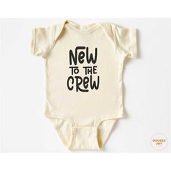 baby boy coming home outfit, gender neutral newborn baby clothes, cute vintage onesie, newborn, new to the crew 5143