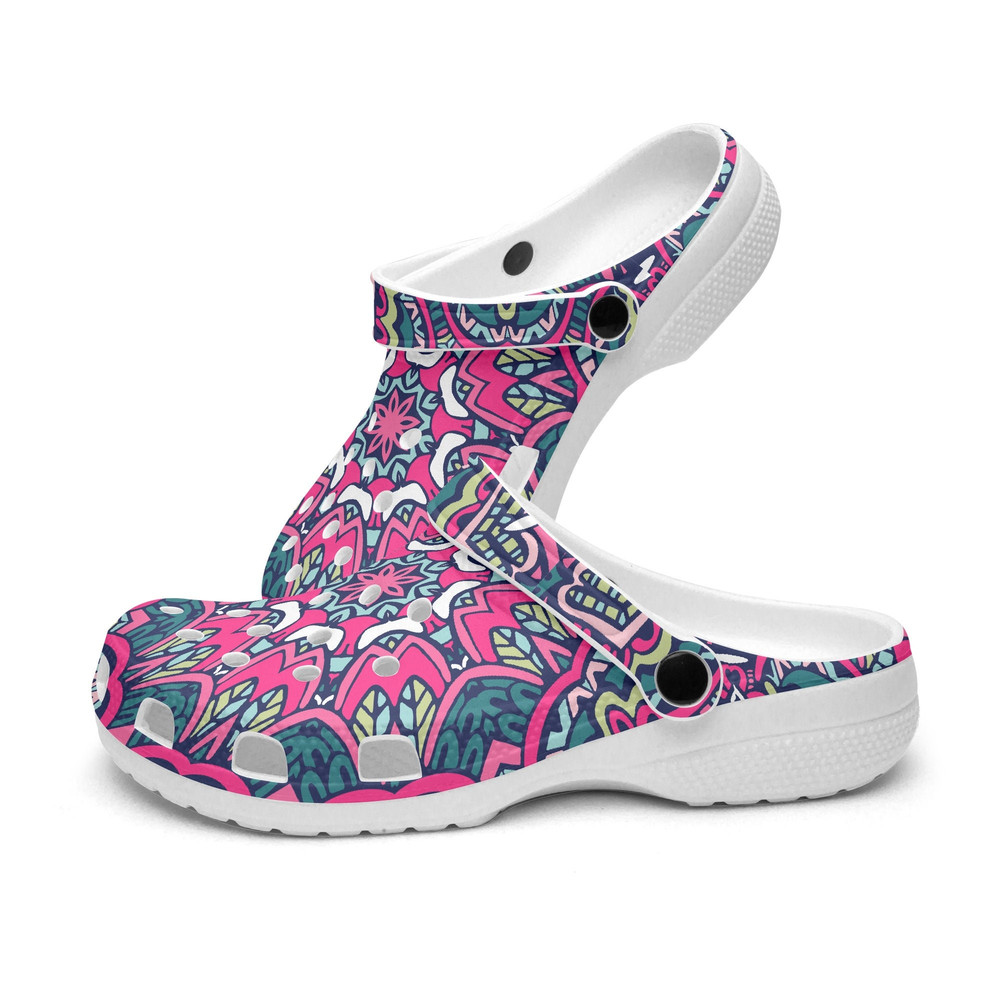 Unisex CrocClogs Boho Chic Retro groovy Shocking Pink color.jpg