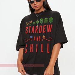 stardew and chill unisex heavy cotton shirt , retro vintage pixel 8-bit game t-shirt, farming harvst moon rpg video game
