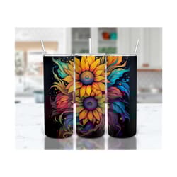 sunflower tumbler design, sublimation design for 20 oz skinny tumbler | seamless wrap, high resolution | instant digital