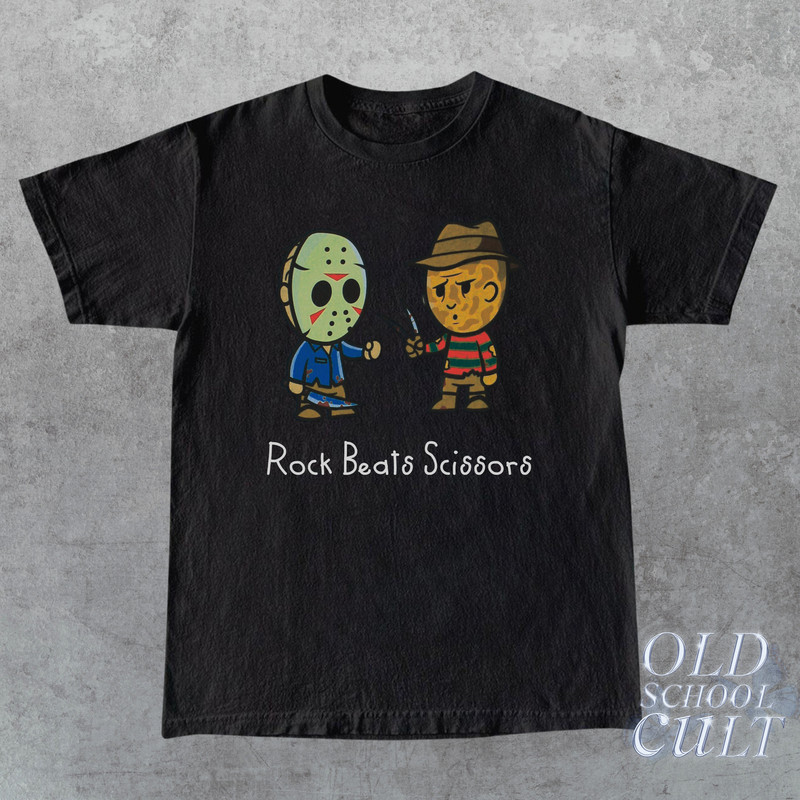 Limited Jason Vorhees Vintage T-Shirt, Retro 90s Graphic Freddy Shirt, Rock Beats Scissors, Vintage Cartoon Graphic Tee, Halloween Gift - 4.jpg